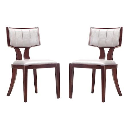 Manhattan Comfort Pulitzer Dining Chair (Set of Two) in Silver and Walnut DC001-SV